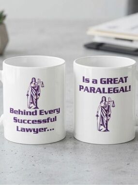White Mug, 2-sided nessage with Purple Paralegal Graphic -  Gift Cup